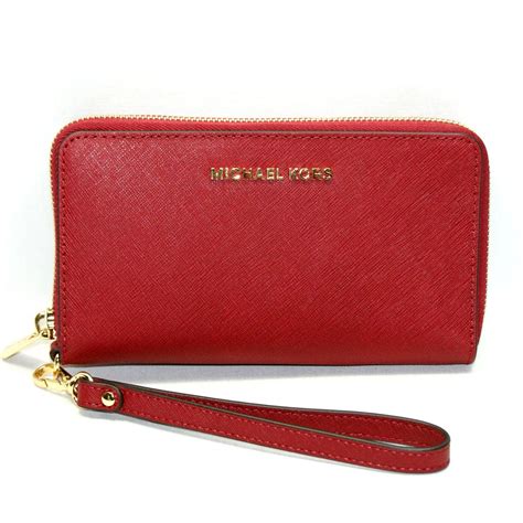 michael kors scarlet jet set flat leather wallet|Michael Kors wristlet jet set.